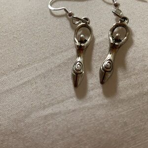Goddess earrings sterling silver hooks Artisan OOAK